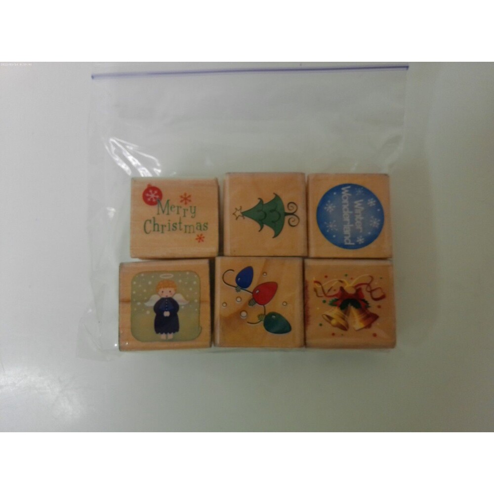 Lot Of 6 Wood Stamps Christmas
